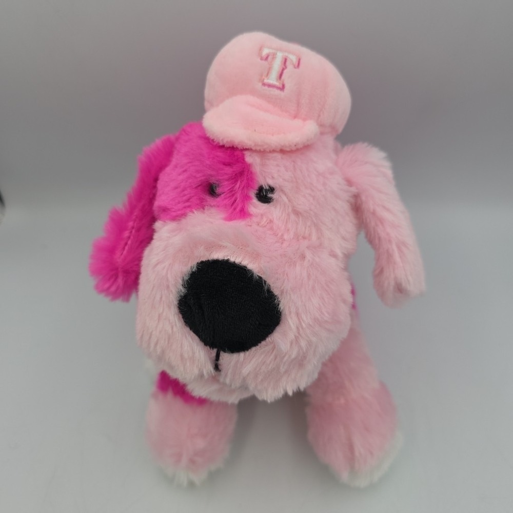 Forever Collectibles 9" Texas Rangers MLB Dog Plush Pink Hat (P-091) EUC